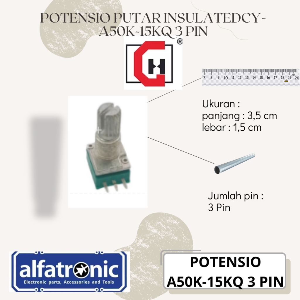 POT PUTAR INSULATED GH RV097N-A50K-15KQ-41PC-B-ZX-YS-7M PIN PDK