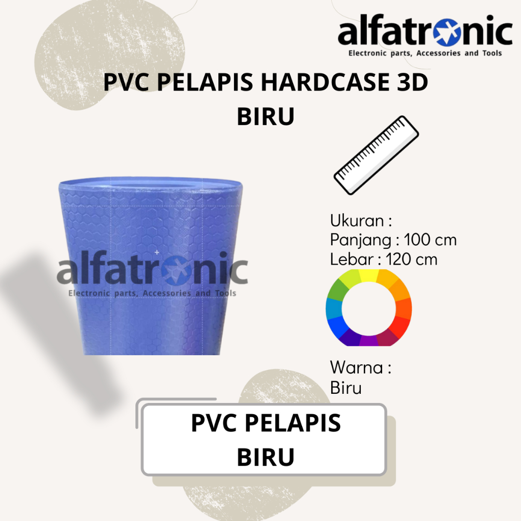 PVC FILM 3D PROFILE K132-17BH1 BIRU MOTIF HEXAGONAL @100 MTR