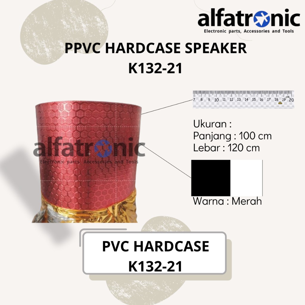 PVC FILM 3D PROFILE K132-19HE MERAH MOTIF HEXAGONAL @100 MTR