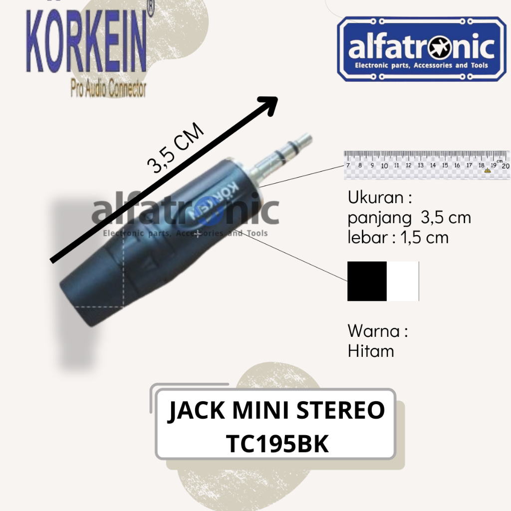 JACK 3,5 MM MINI STEREO CINCIN EKOR HITAM KORKEIN TC195BK