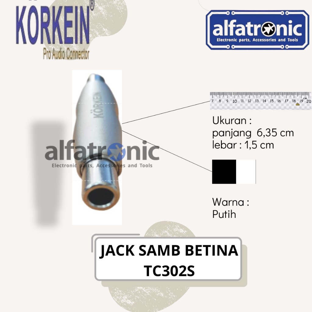JACK SAMB AKAI BETINA 6,35 MM TO AKAI BETINA 6,35 MM COVER SILVER KORKEIN TC302S