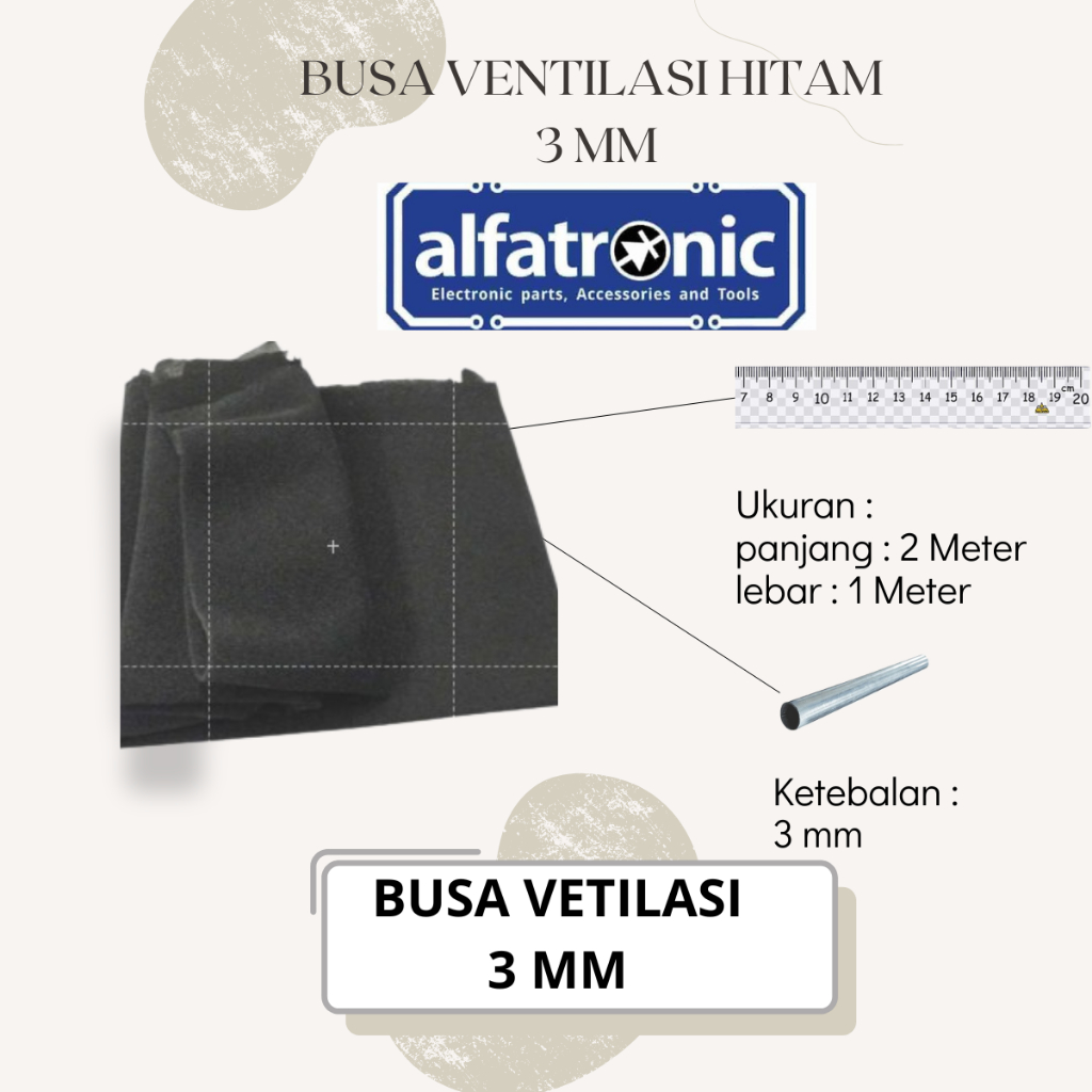 BUSA VENTILASI HITAM 3 MM (UK 100 X 200 CM)