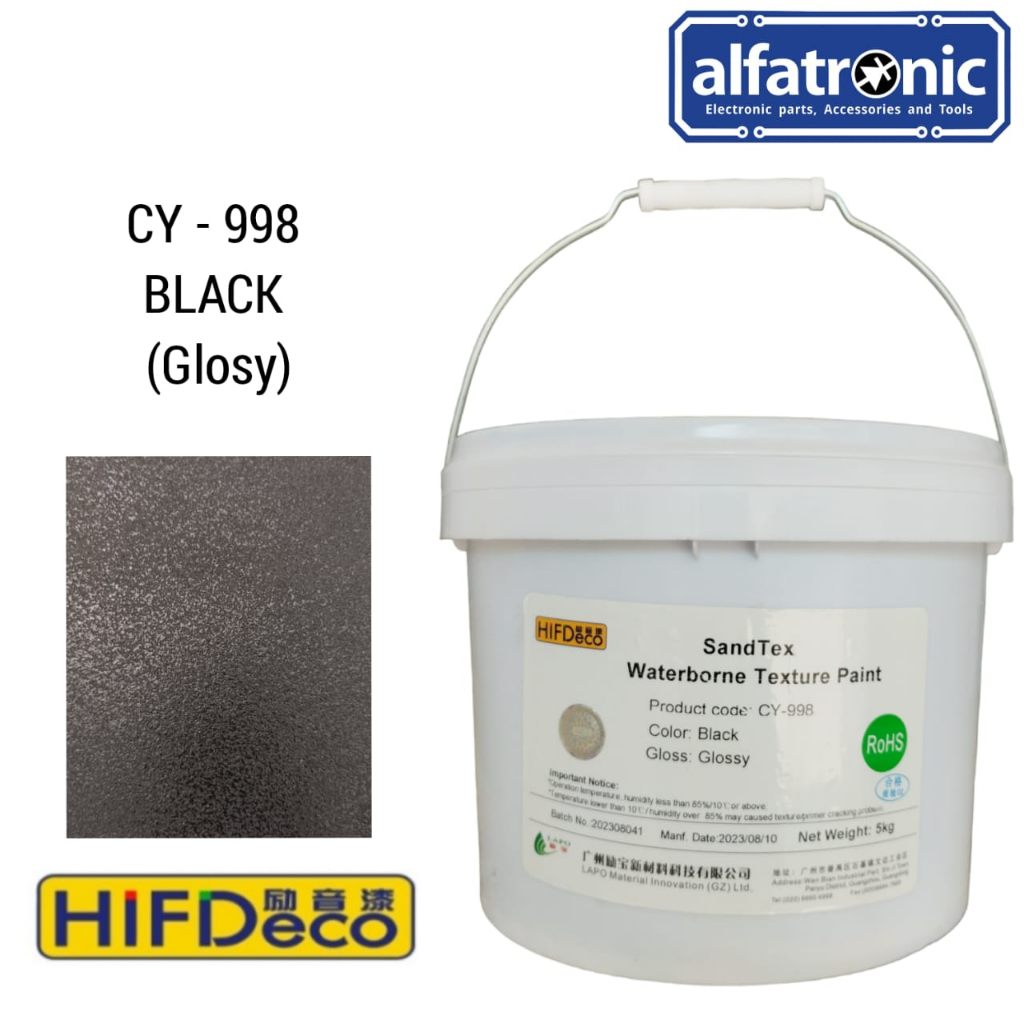 CAT WATERBASE HIFDECO SANDTEX GLOSSY PAINT CY 998 BLACK (1DRUM=@5KG)